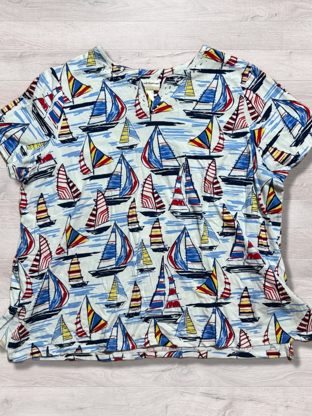 Vintage Alfred Dunner Beach Sailboats Vacation Shirt Women’s 2X